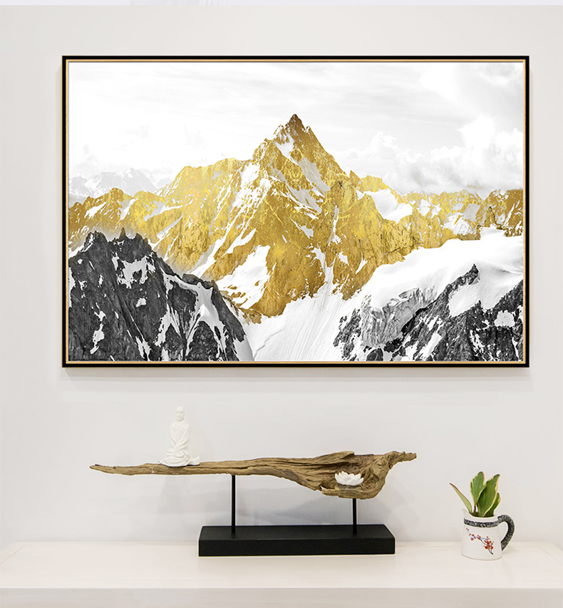 现代油画 客厅别墅沙发背景墙挂画 靠山招财画 纯手绘油画 雪山圣景（单）